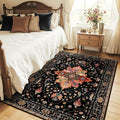 Area Rugs 4'x5' Washable Non-Slip, Floral Vintage Distress Print Pattern by RELEANY