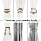 2 Pack Magnetic Curtain Tiebacks Rope Modern Handmade Curtain Tie Backs - Image 5