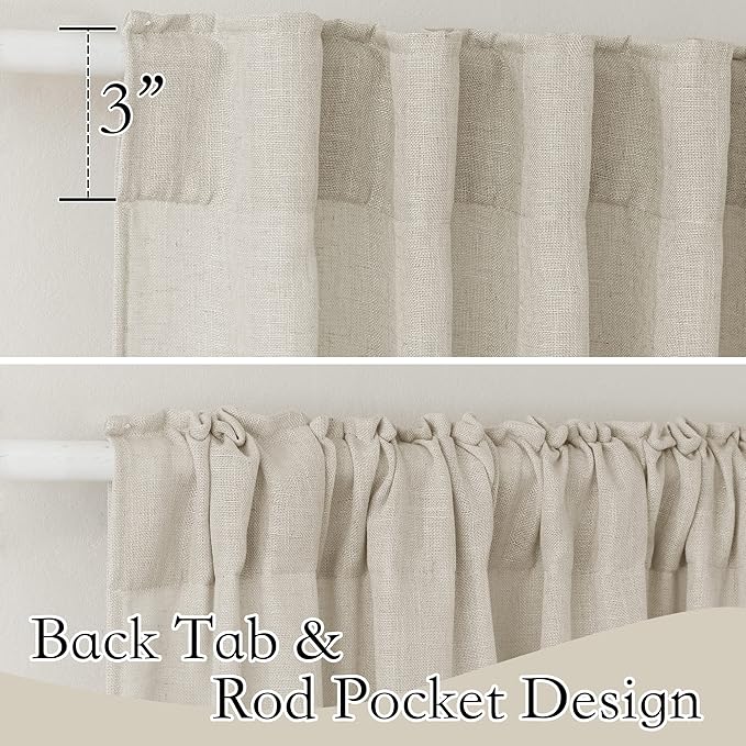 RYB HOME Sheer Linen Curtains, Small Light & Privacy Semi Translucent Curtains - Image 2