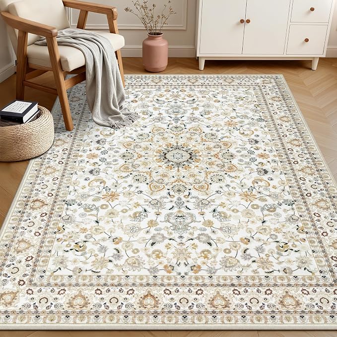 3x5 Area Rugs Living Room Rug: Washable Vintage Boho Rug No Slip Stain - Image 4
