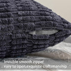 Pack of 2 Corduroy Decorative Throw Pillow Covers 26x26 InchSoft Striped Pillow - Image 3