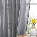 NICETOWN Bathroom Window Curtains 45 inch Length, Natural Linen Textured Rod - Image 6