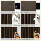 Guken Chocolate 100% Blackout Linen Curtains 102 Inch Length 2 Panels Set - Image 5