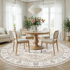 7x7 Living Room Area Rug: Washable Oriental Printed Soft Round Rug - Image 6