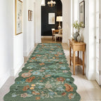 Washable 3x10 Hallway Runner Rug: Floral Scalloped Soft Runners - Image 9