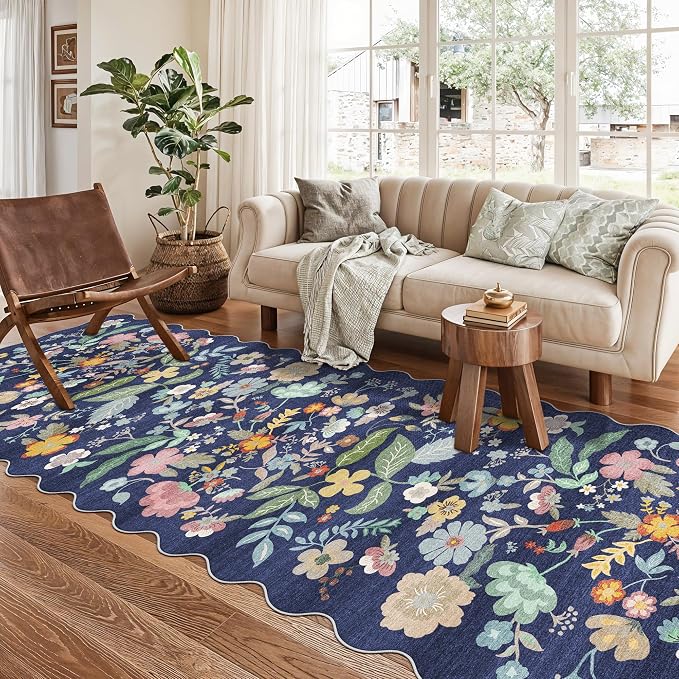 3x10 Long Hallway Runner Rug: Washable Wide 10ft Floral Low-Pile Carpet - Image 3