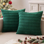 MIULEE Pack of 2 Dark Green Corduroy Decorative Pillow Covers 18x18 Inch Soft - Image 7
