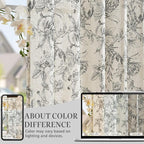 jinchan Floral Curtains 63 Inch Length Black Flower Linen Farmhouse Curtain - Image 6