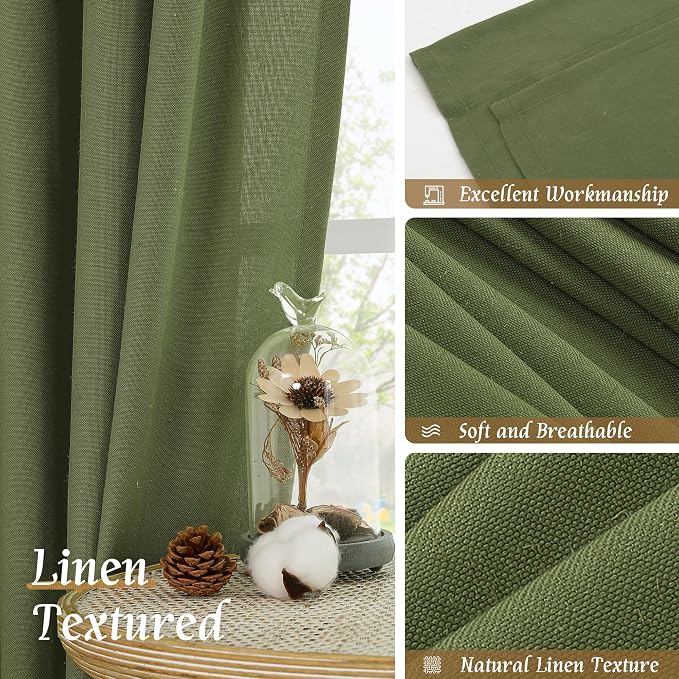 LAMIT Olive Green Linen Curtains - Image 7