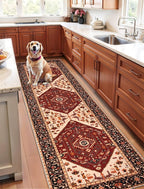 SERISSA Runner Rug for Hallways, Long Boho Rug Vintage Red Black Hallway Stair - Image 2