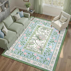 GarveeHome Blue Green Pink Washable 6x9 Area Rugs, Botanical Grove Vintage by GarveeHome