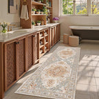 Washable Area Rug 2'6'' x 8' Vintage Traditional Persian Mat - Image 2