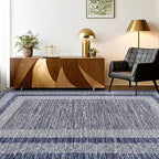 GarveeHome 9x12 Large Modern Navy Blue Area Rug Distressed Bordered Soft Non - Image 2