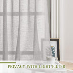 NICETOWN Grommet Sheer Curtains Natural Linen Blend Texture, Privacy - Image 3