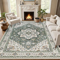 Area Rugs 9x12 Living Room Rug: Washable Rug Soft Vintage Boho Medallion Carpet by EXPEDIX