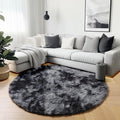 ONASAR Tie-Dyed Dark Grey Round Area Rugs 5ft, Ultra Soft Bedroom Circle Rug by ONASAR