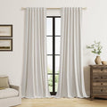 Guken 100% Black Out Light Beige Linen Curtains 90 Inch Long by Guken