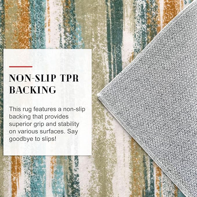 Lansny Modern Abstract Bedroom Runner Rug 2x7, Non-Slip Soft Thin Faux Wool Mat - Image 7