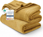 Bedsure GentleSoft Fleece Blankets King Size Gold Yellow by BEDSURE