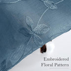 HOMEIDEAS Cyan Blue Sheer Curtains 52 X 96 Inches Length 2 Panels Embroidered - Image 2