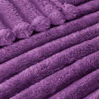 Exclusivo Mezcla Queen Size Flannel Fleece Blanket, Super Soft Striped Jacquard - Image 4