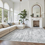 Area Rug 10x12 Vintage Washable Living Room Large Gray Carpet Non Slip Bedroom - Image 2