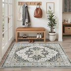 Madane Area Rug 4x6 Washable Rugs: Vintage Living Room Rug Soft Low Pile Non - Image 3