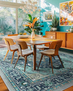Area Rugs 6'x9' Washable Non-Slip, Floral Vintage Distress Print Pattern - Image 2