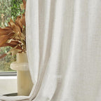 MYSKY HOME Linen Curtains for Sliding Glass Door, Back Tab Semi Sheer Curtain - Image 7