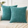 MIULEE Pack of 2 Couch Throw Pillow Covers 20x20 Inch Soft Teal Chenille Pillow by MIULEE