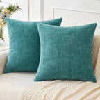 MIULEE Pack of 2 Couch Throw Pillow Covers 26x26 Inch Soft Teal Chenille Pillow by MIULEE