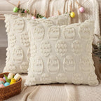 decorUhome Easter Beige Egg Pillow Covers 16x16 Inch Set of 2, Soft Plush Faux - Image 4