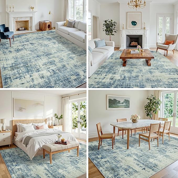 9x12 Area Rugs for Living Room Washable Rug: Anti-Skid Abstract Modern Living - Image 3