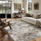 PureCozy 4x6 Abstract Area Rug Brown Washable Modern Neutral Office Carpet Non - Image 4