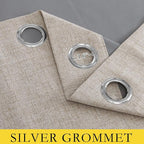 NICETOWN Oatmeal Bedroom Full Blackout Linen Curtain Panels Set of 2, Thick - Image 6