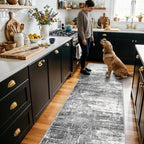 2x8 Washable Hallway Runner Rug: Abstract Stain Resistant Kitchen Rugs - Image 2