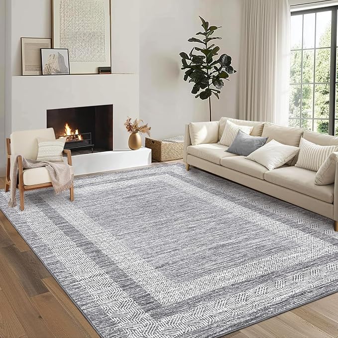 GarveeHome Modern Geometric Area Rug 4x6 Distressed Bordered Washable Non Slip by GarveeHome