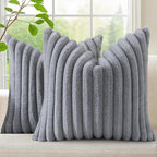 decorUhome Cozy Faux Fur Throw Pillow Covers 24x24 Set of 2 Decorative Soft by decorUhome