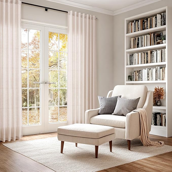 Nanspring Natural White Linen Curtains 84 Inch Length - Image 6