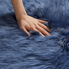 AMTOVO Faux Fur Rug, Dark Blue Small Area Rug, Fluffy Sheepskin Rug, Fuzzy - Image 7