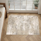 PureCozy Beige Area Rug 2x3 Machine Washable Modern Abstract Entryway Carpet by PureCozy