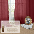 LAMIT 95 inch Linen Curtains for Living Room, Burgundy Red Bronze Grommet - Image 5