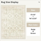 Soalmost 8x10 Area Rugs, Washable Rugs, Large Stain Resistant Beige Area Rug - Image 5