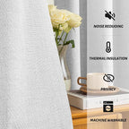Yakamok White Linen Curtains 100% Blackout 96 Inches Long, Room Darkening - Image 5