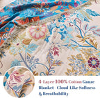 MSGKV Boho Throw Blanket for Bed Cotton 60"x80" Floral Blanket Twin Size Couch - Image 4