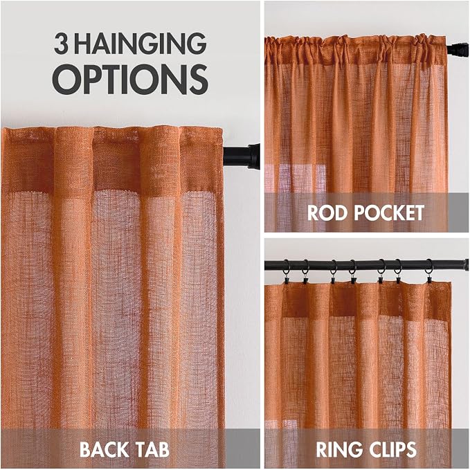 MIULEE Orange Curtains 84 Inch Length 2 Panels - Image 2