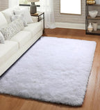 ONASAR White Rugs for Bedroom, 3x5 Fluffy Shaggy Bedside Area Rug, Soft Plush - Image 8