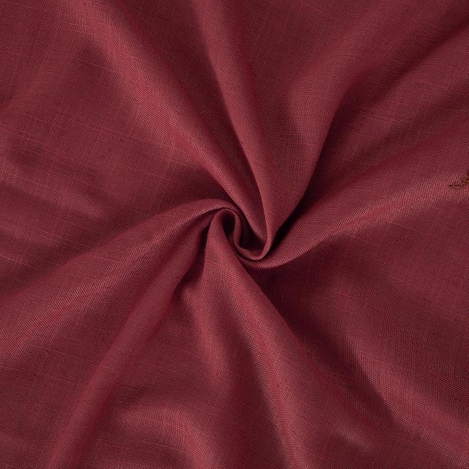 BGment Burgundy Linen Kitchen Curtains 40 Inch Length, Short Semi Sheer Drapes - Image 9