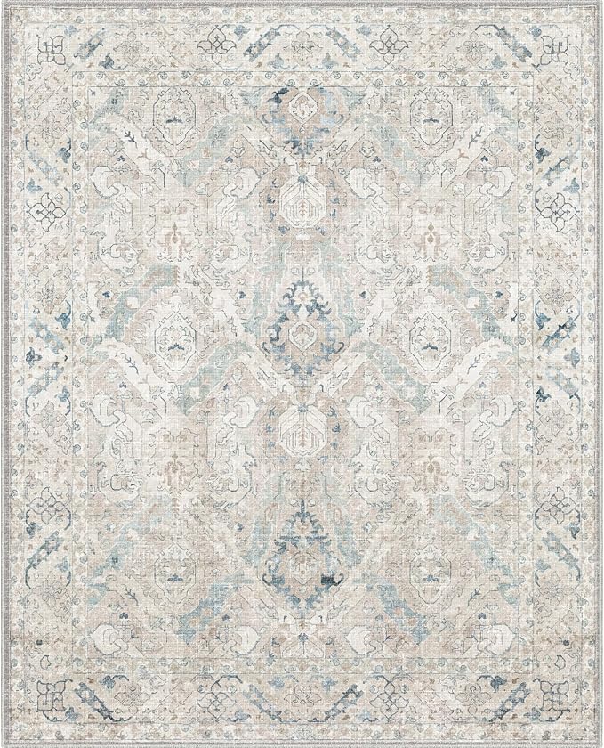 8x10 Area Rugs for Living Room, Machine Washable Non Slip Vintage Retro Rugs by PhonzenuoCarpet