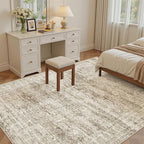 5x8 Area Rugs Brown Low Pile Indoor Washable Trendy Faded Style Rugs - Image 3